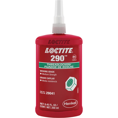 Compos&eacute; de blocage 290 calibre m&egrave;che, Vert, Moyen-&eacute;lev&eacute;, 250 ml, Bouteille - Loctite 135393