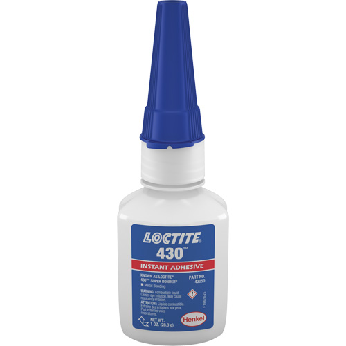 Adh&eacute;sif instantan&eacute; 430, Transparent, Bouteille, 1 liq. oz. - Loctite 233978
