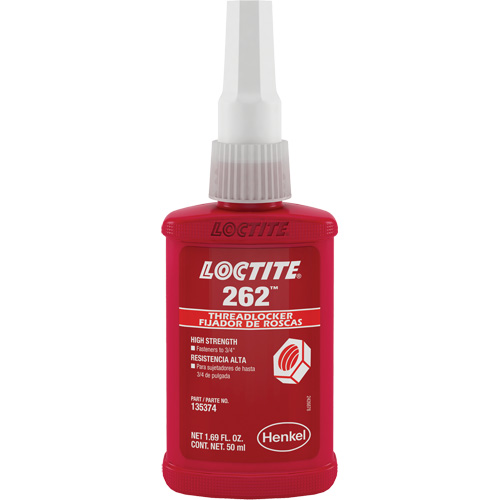 Threadlocker 262 , Red, High, 50 ml, Bottle - Loctite 135374