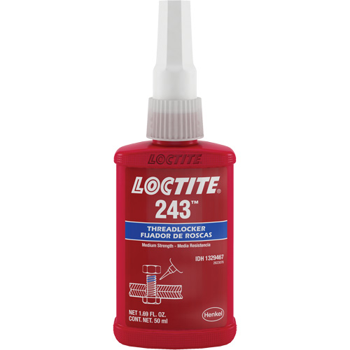 Threadlocker 243 Oil Tolerant, Blue, Medium, 50 ml, Bottle - Loctite 1329467