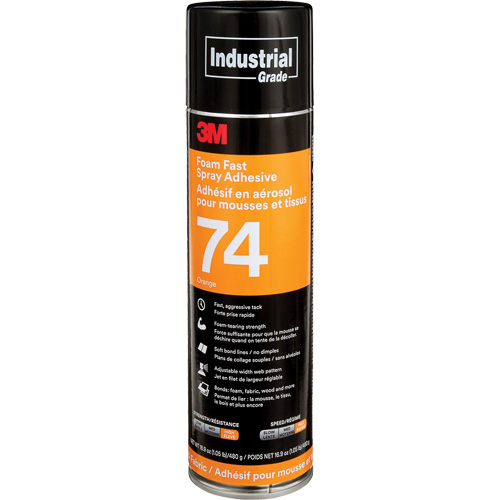 Foam & Fabric Spray Adhesive, Orange, Aerosol Can - 3M 74-24OZ-IND