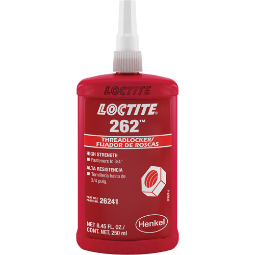 Threadlocker 262, Red, High, 250 ml, Bottle - Loctite 135375
