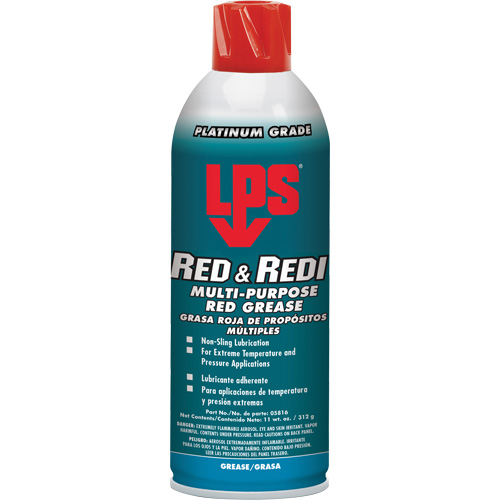 Red & Redi Multi-Purpose Red Grease, 16 oz., Aerosol Can - LPS 5816