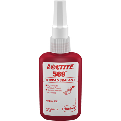 569 Hydraulic Thread Sealant, Bottle, 50 ml, -54° C - 149° C/-65° F - 300° F - Loctite 135492