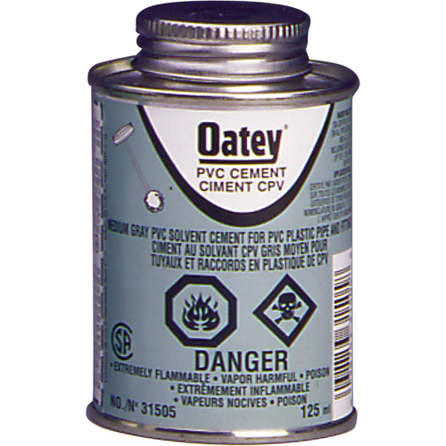 Ciment de PVC d'usage moyen, 946 ml, Canette &agrave; dessus brosse, Gris - Oatey 31508