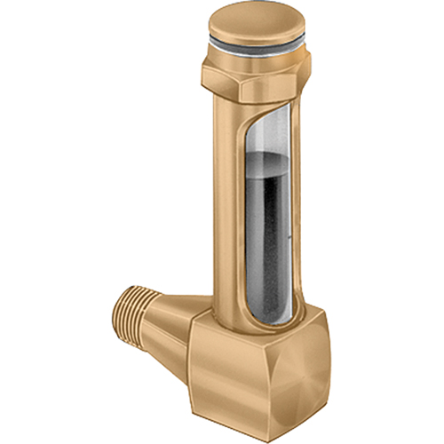 Brass Liquid Level Gauges - Short Elbow, Threaded, 5-1/2" L, 225°F (107.22° C) - Oil-Rite Corp B1139-1