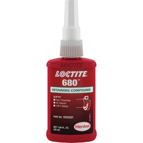 680 High-Strength/Low-Viscosity Retaining Compound, 50 ml, Bottle, Green - Loctite 1835201