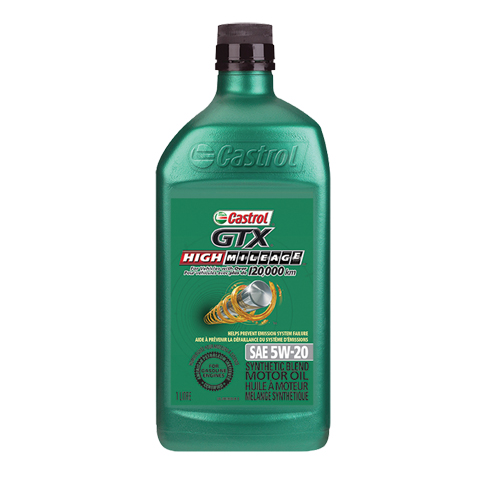 Huile &agrave; moteur 5W20 HIGH MILEAGE GTX, 1 L, Bouteille - Castrol 0001838