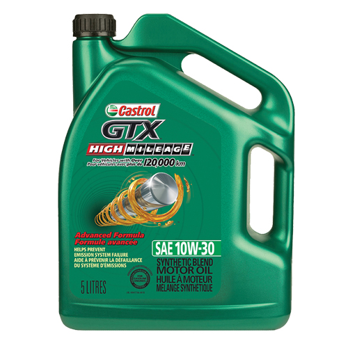 Huile &agrave; moteur 10W30 HIGH MILEAGE GTX, 5 L, Cruche - Castrol 000173A