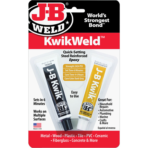 Colle &eacute;poxyde KwikWeld, Deux composants, Tube, 2 oz, Gris - J-B Weld 8276CAN