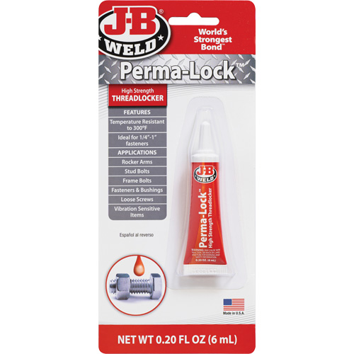 Perma-Lock Threadlocker, Red, High, 6 ml, Tube - J-B Weld 27106CAN
