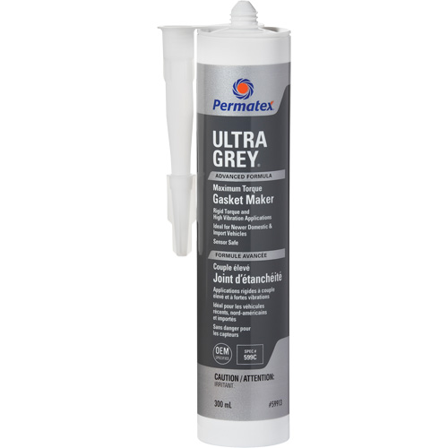 Compos&eacute; &agrave; joints de silicone RTV rigide pour couple &eacute;lev&eacute; Ultra Grey, Cartouche, Gris - Permatex 59913