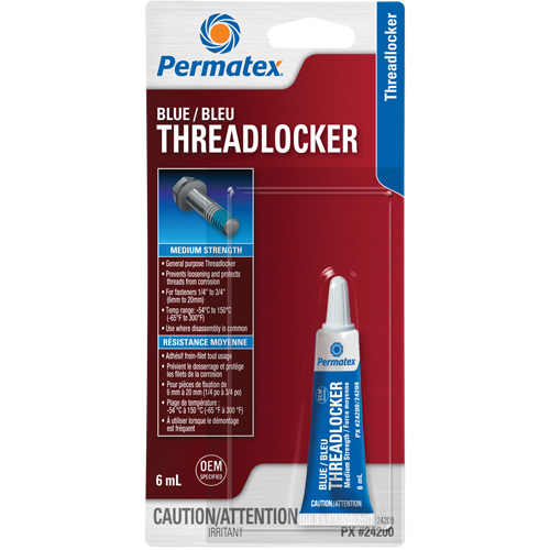 Threadlocker, Blue, Medium, 6 ml, Tube - Permatex 24209