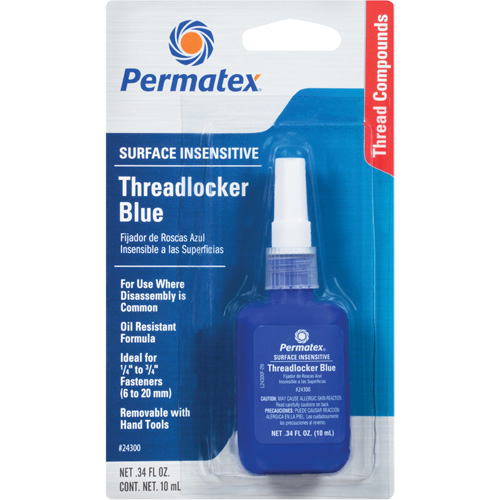 Surface Insensitive Threadlocker, Blue, High, 10 ml, Bottle - Permatex 24300