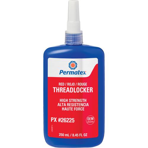 Permanent Strength Threadlocker, Red, High, 250 ml, Bottle - Permatex 26225