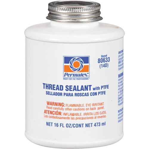 Scellant pour filetage avec PTFE, Canette &agrave; dessus brosse, 473 ml, -54° C - 149° C/-65° F - 300° F - Permatex 80633