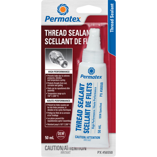 High Performance Thread Sealant, Tube, 50 ml, -54° C - 149° C/-65° F - 300° F - Permatex 56550