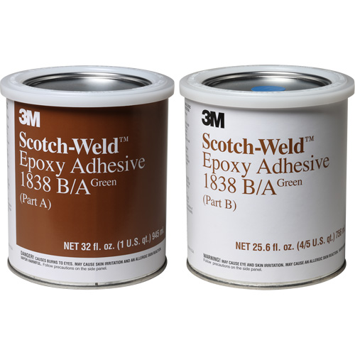 Scotch-Weld Adhesive, 32 fl. oz., Pail, Two-Part, Green - 3M 1838-1QT-GRN