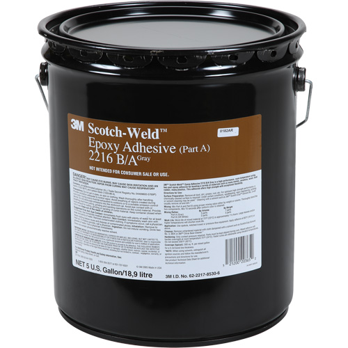 Adh&eacute;sif Scotch-Weld, 5 gal., Seau, Deux composants, Gris - 3M 2216-A-5GAL-GRY