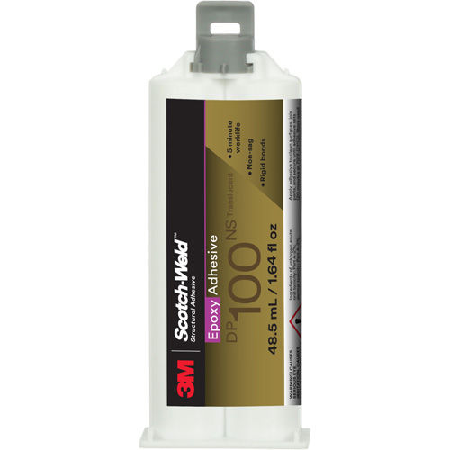 Scotch-Weld Adhesive, 1.64 fl. oz., Cartridge, Two-Part, Translucent - 3M DP100NS-1.64OZ