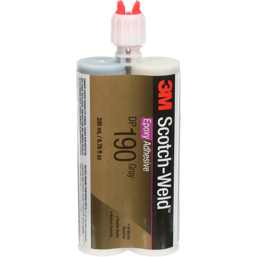 Scotch-Weld Adhesive, 200 ml, Cartridge, Two-Part, Grey - 3M DP190-200ML-GRY