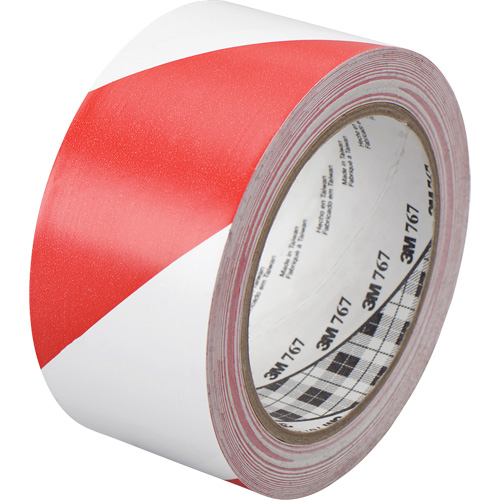 Hazard Warning Tape 767, 50.8 mm (2") x 33 m (108'), Red/White - 3M 767-2X36