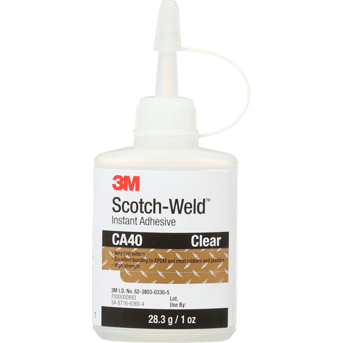 Instant Adhesive, 1 oz., Bottle, Yellow - 3M CA40-1OZ