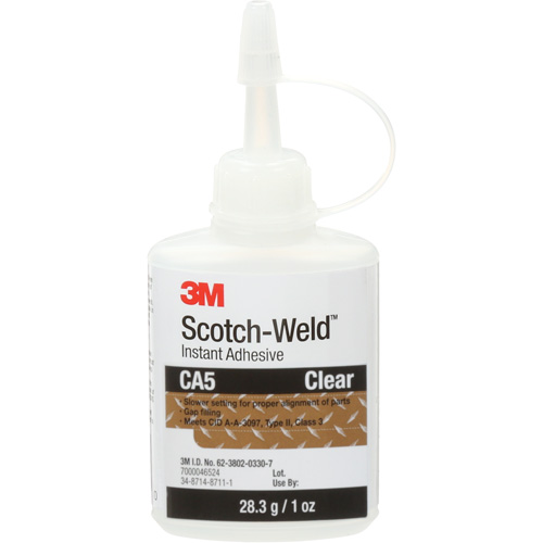 Adh&eacute;sif instantan&eacute; CA5 Scotch-Weld, Transparent, Bouteille, 1 oz - 3M CA5-1OZ