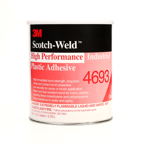 Adh&eacute;sif en plastique industriel haute performance, 1 gal., Gallon, Jaune - 3M 4693-1GAL