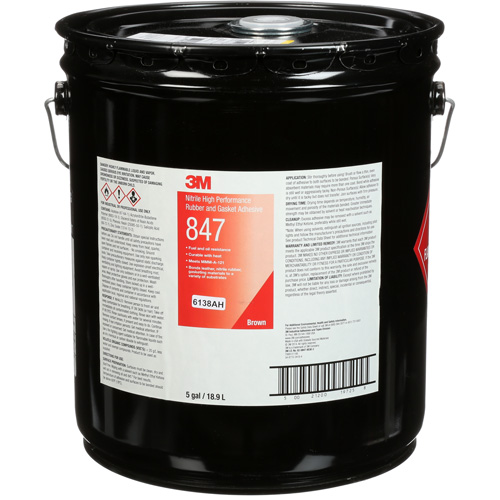 Scotch-Weld High-Performance Rubber & Gasket Adhesive, Pail, Brown - 3M 847-5GAL