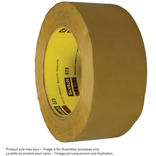 Scotch&reg; Box Sealing Tape 373, Hot Melt Adhesive, 2.5 mils, 48 mm (2") x 100 m (328') - 3M 373-48X100-TAN