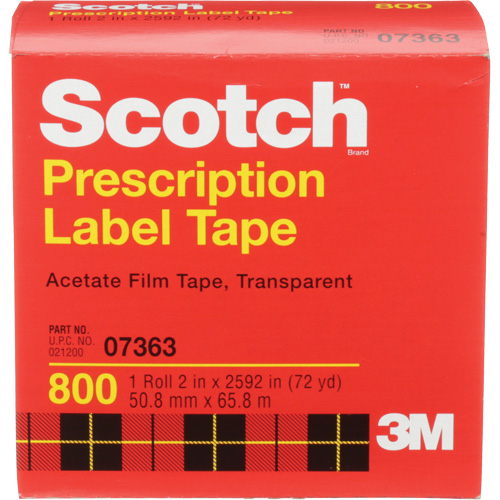 Scotch&reg; Prescription Label Tape, 50.8 mm (2") x 66 m (216'), Clear - 3M 800AM-CA