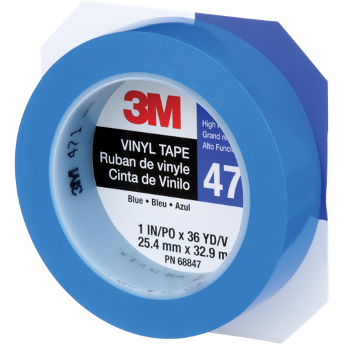 Ruban en vinyle 471, 25,4 mm (1") la x 32,9 m (108') lo, 5,3 mils, Bleu - 3M 471-1X36-BLU-IW