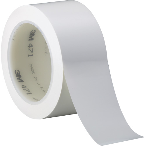 471 Vinyl Tape, 38 mm (1-1/2") W x 32.9 m (108') L, 5.2 mils, White - 3M 471-3X36-WHT