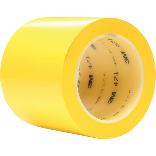 471 Vinyl Tape, 102 mm (4") W x 32.9 m (108') L, 5.2 mils, Yellow - 3M 471-4X36-YLW