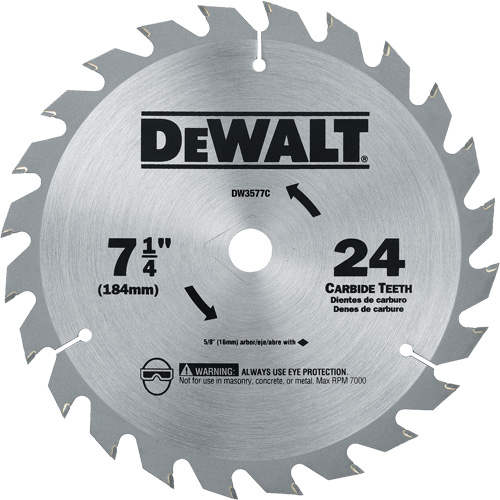 Lame de scie circulaire en carbure, 7-1/4", 24 dents - DEWALT DW3577C