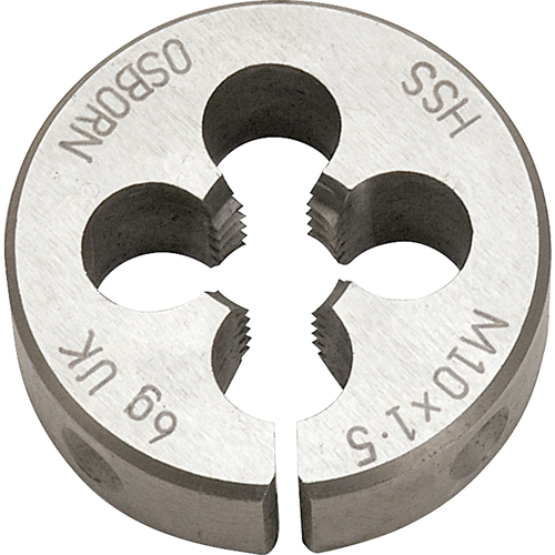 Split Circular Die, M10 X 1.5 Thread, High Speed Steel - Clarkson Osborn TA40510