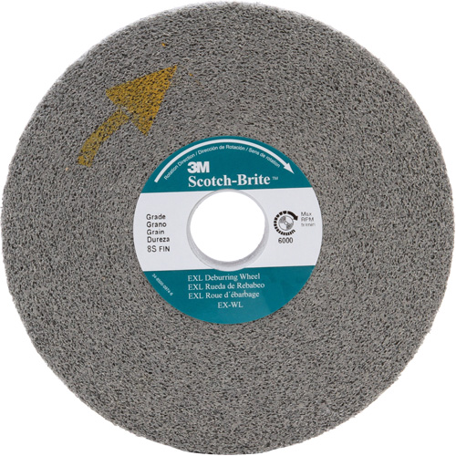 Meule d'&eacute;barbage EXL Scotch-Brite, 8" x 1", Arbre de 3" - 3M SB09551
