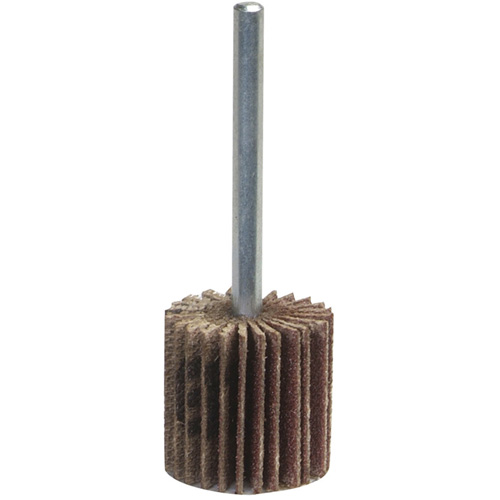 Grind-O-Flex Mini Mounted Flap Wheel, Aluminum Oxide, 180 Grit, 3" x 1/2" x 1/4" - Merit 08834137433