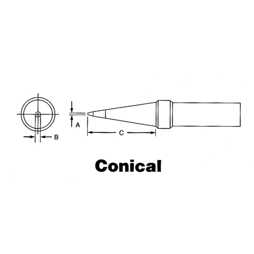 WTCPT Temperature Controlled Soldering Stations - PT Series Tips, Long Conical - Weller PTO7