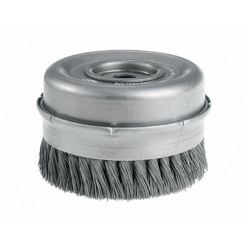 Knot Wire Cup Brushes with Bridle - Heavy-Duty, 4" Dia. x 5/8"-11 Arbor - Osborn 0003309100