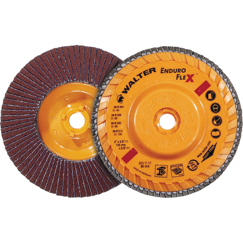 Disque &agrave; lamelles Enduro-Flex, 7" x 7/8", Type 27, Grain 120, Alumine de zirconium - Walter Technologies Pour Surface 15R712