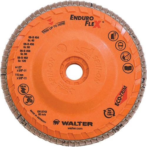 Enduro-Flex Flap Disc, 4-1/2" x 5/8"-11, Type 27, 80 Grit, Zirconia Alumina - Walter Surface Technologies 06B458