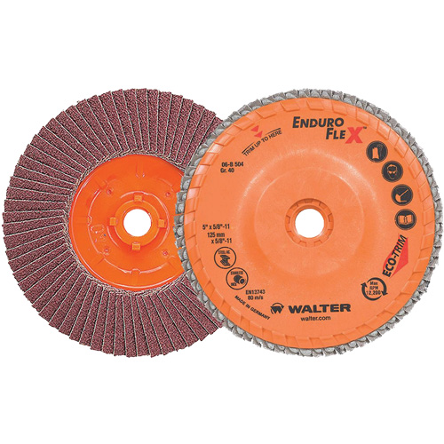 Disque &agrave; lamelles Enduro-Flex, 5" x 5/8"-11, Type 27, Grain 40, Alumine de zirconium - Walter Technologies Pour Surface 06B504