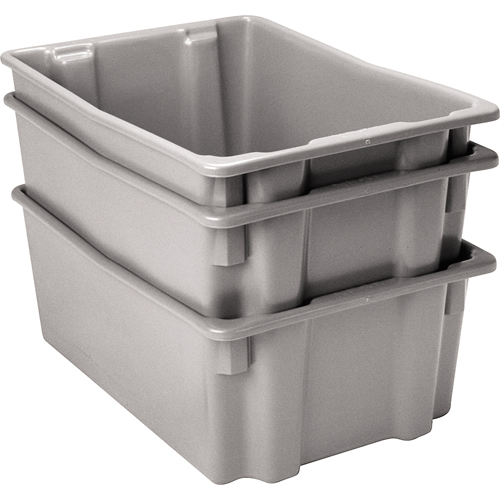 Polylewton Stack-N-Nest&reg; Containers, 10.5" x 26.1" x 18.7", Grey - Lewis Bins+ 5500003