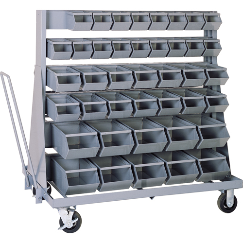 Mobile Bin Unit, Single-sided, 42 bins, 37" W x 21" D x 50-1/2" H - Stackbin 