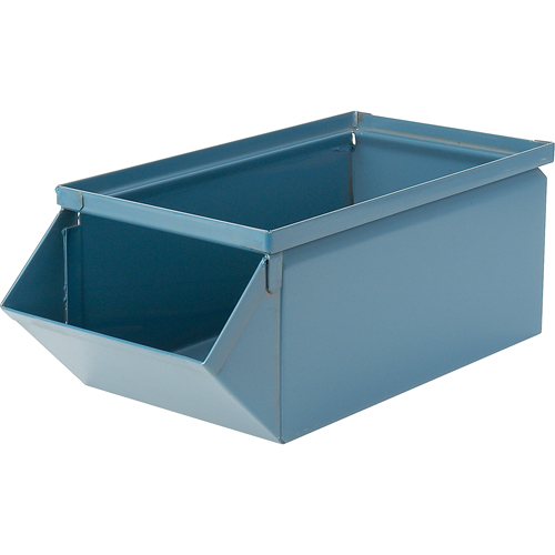 Bac en acier, Cap. 100 lb, 4-1/2" la x 8" p x 4-1/2" h, Bleu - Stackbin 1-0SB-4