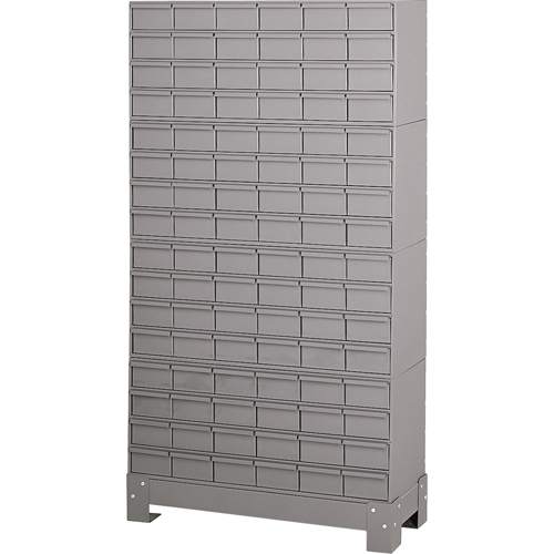 Industrial Drawer Cabinet With Base, 96 Drawers, 34-1/8" W x 12-1/4" D x 62-1/2" H, Grey - Durham Manufacturing 022-95