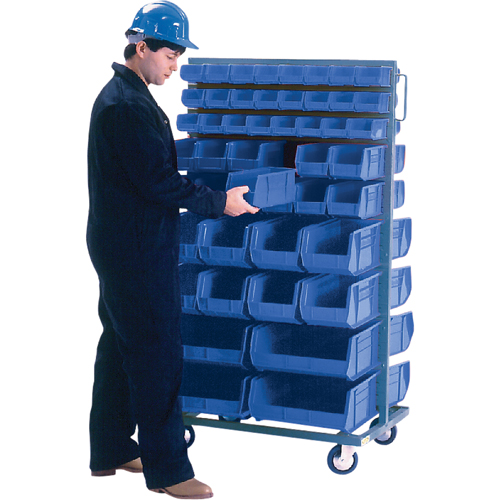 Support mobile deux c&ocirc;t&eacute;s pour bacs, &agrave; deux c&ocirc;t&eacute;s, 96 bacs, 36" la x 24" p x 63" h - KLETON 