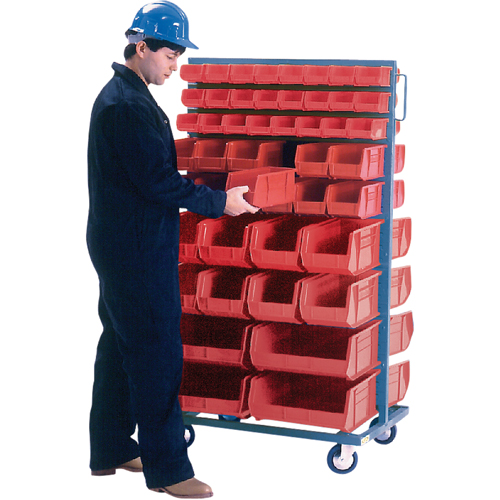 Support mobile deux c&ocirc;t&eacute;s pour bacs, &agrave; deux c&ocirc;t&eacute;s, 96 bacs, 36" la x 24" p x 63" h - KLETON 